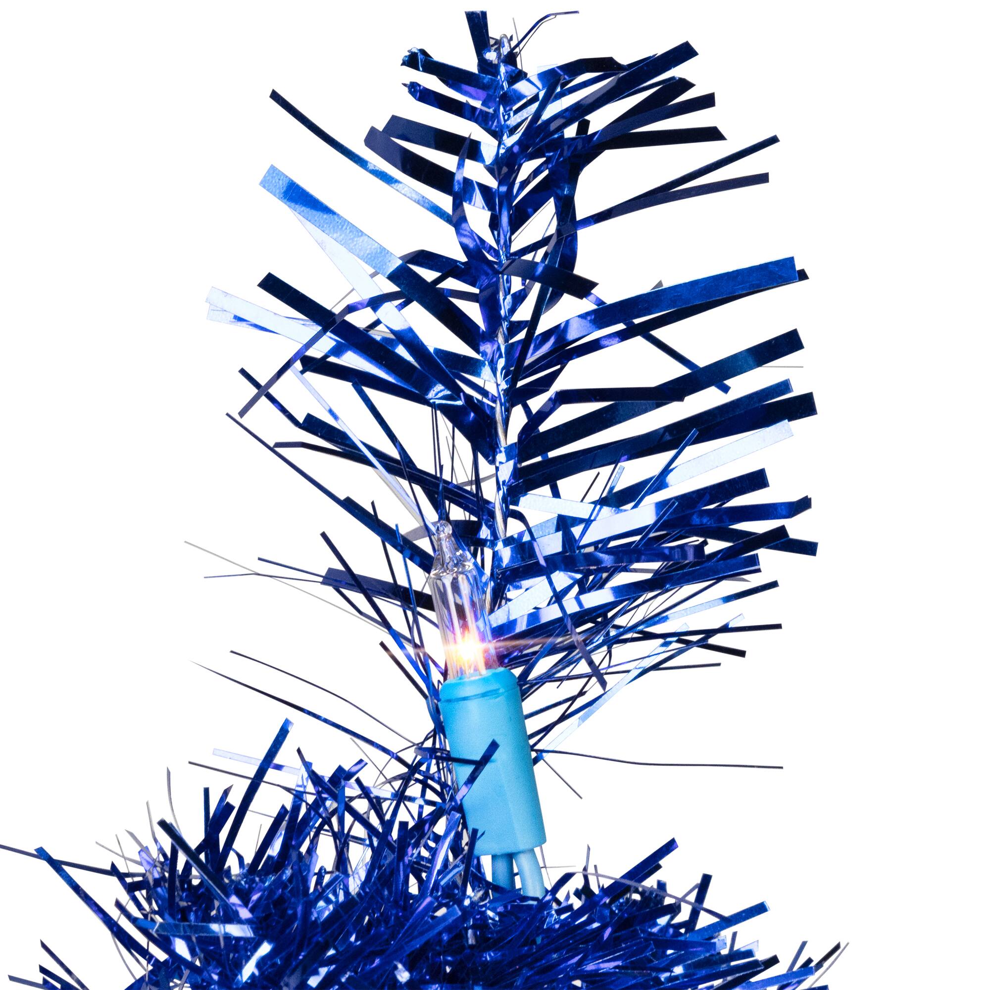 3ft. Pre-Lit Blue Tinsel Artificial Christmas Tree, Clear Lights